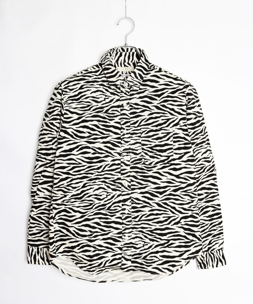 WESTSEA（ウエストシー）の「日本製 アニマルプリント 総柄シャツ（シャツ/ブラウス・メンズ・ベージュ/ネイビー/グリーン/ゼブラ/アニマル・M/L/XL）」の4枚目の写真