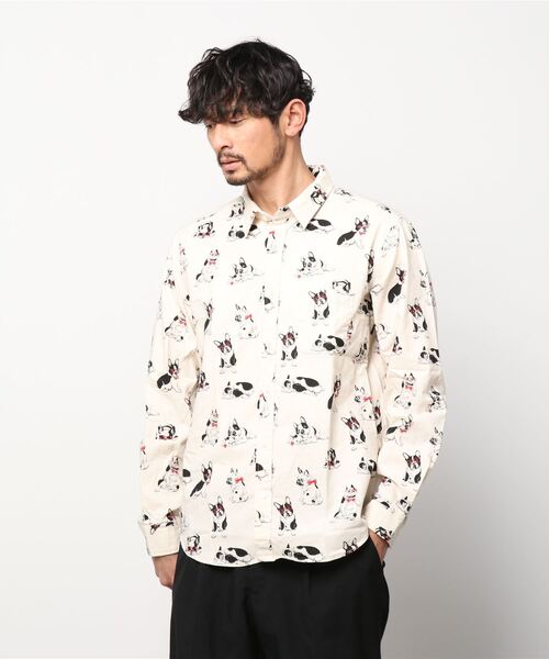 WESTSEA（ウエストシー）の「日本製 アニマルプリント 総柄シャツ（シャツ/ブラウス・メンズ・ベージュ/ネイビー/グリーン/ゼブラ/アニマル・M/L/XL）」の13枚目の写真