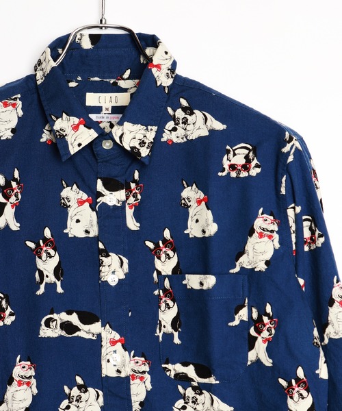 WESTSEA（ウエストシー）の「日本製 アニマルプリント 総柄シャツ（シャツ/ブラウス・メンズ・ベージュ/ネイビー/グリーン/ゼブラ/アニマル・M/L/XL）」の14枚目の写真