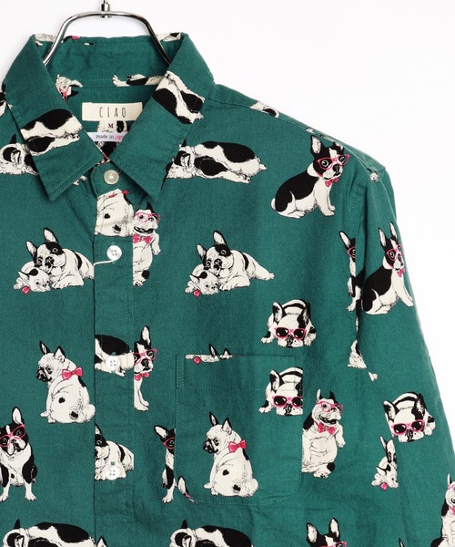 WESTSEA（ウエストシー）の「日本製 アニマルプリント 総柄シャツ（シャツ/ブラウス・メンズ・ベージュ/ネイビー/グリーン/ゼブラ/アニマル・M/L/XL）」の7枚目の写真