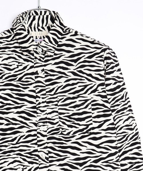 WESTSEA（ウエストシー）の「日本製 アニマルプリント 総柄シャツ（シャツ/ブラウス・メンズ・ベージュ/ネイビー/グリーン/ゼブラ/アニマル・M/L/XL）」の20枚目の写真