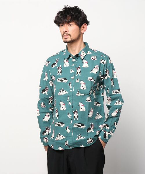 WESTSEA（ウエストシー）の「日本製 アニマルプリント 総柄シャツ（シャツ/ブラウス・メンズ・ベージュ/ネイビー/グリーン/ゼブラ/アニマル・M/L/XL）」の19枚目の写真