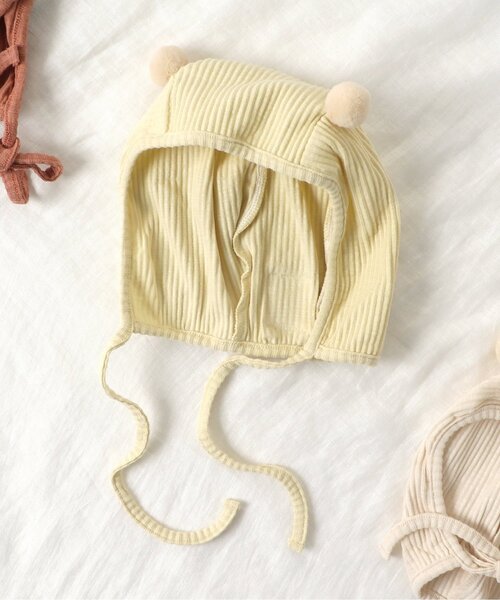 apres les cours（アプレレクール）の「WEB限定 ベビーリブボンネット（その他ベビー用品・キッズ・イエロー/ターコイズブルー/ブラウン/オレンジ/アイボリー・48）」の4枚目の写真