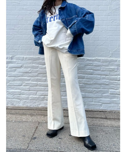 MOUSSY（マウジー）の「HW CENTER PRESS FLARE パンツ（その他パンツ・レディース・キナリ/ライトピンク/ダークブラウン・2/1）」の15枚目の写真