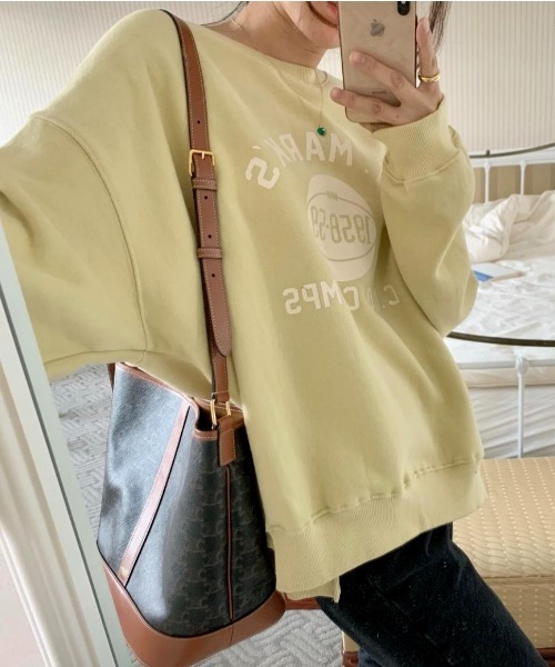 MINS MINIS(ミンスミニス)の「サイドスリットルーズスウェット(スウェット・レディース・グレー/オレンジ/オートミール/ライトイエロー・FREE)」の4枚目の写真