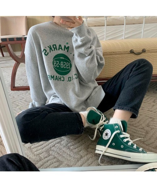 MINS MINIS(ミンスミニス)の「サイドスリットルーズスウェット(スウェット・レディース・グレー/オレンジ/オートミール/ライトイエロー・FREE)」の17枚目の写真