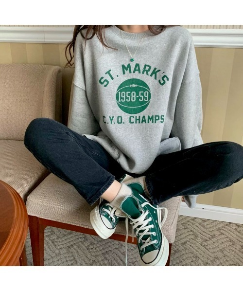 MINS MINIS(ミンスミニス)の「サイドスリットルーズスウェット(スウェット・レディース・グレー/オレンジ/オートミール/ライトイエロー・FREE)」の21枚目の写真