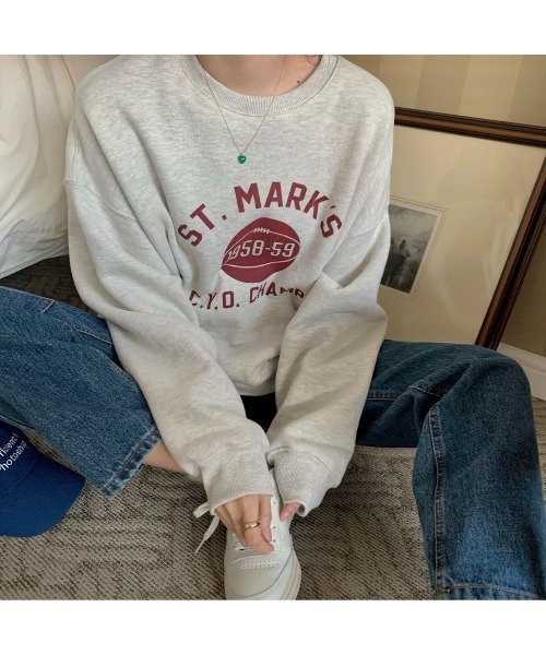 MINS MINIS(ミンスミニス)の「サイドスリットルーズスウェット(スウェット・レディース・グレー/オレンジ/オートミール/ライトイエロー・FREE)」の13枚目の写真