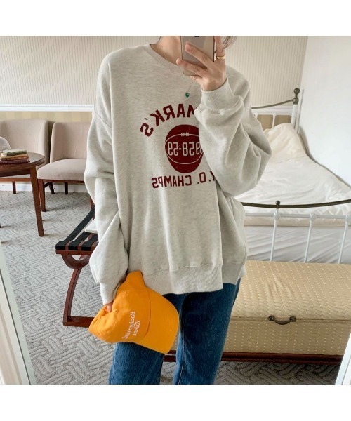 MINS MINIS(ミンスミニス)の「サイドスリットルーズスウェット(スウェット・レディース・グレー/オレンジ/オートミール/ライトイエロー・FREE)」の9枚目の写真