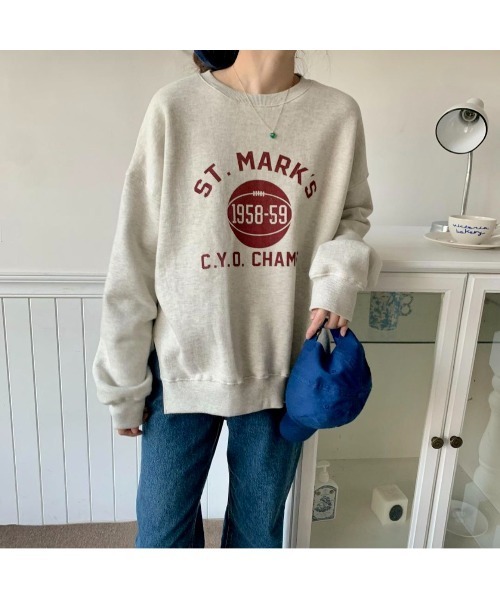 MINS MINIS(ミンスミニス)の「サイドスリットルーズスウェット(スウェット・レディース・グレー/オレンジ/オートミール/ライトイエロー・FREE)」の5枚目の写真