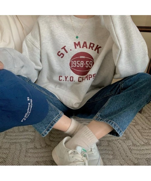 MINS MINIS(ミンスミニス)の「サイドスリットルーズスウェット(スウェット・レディース・グレー/オレンジ/オートミール/ライトイエロー・FREE)」の11枚目の写真