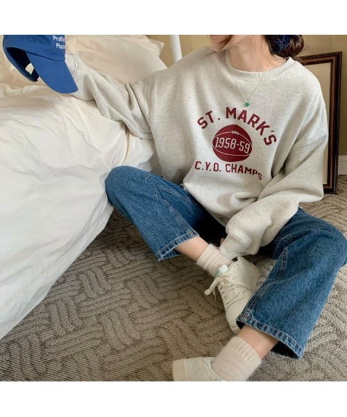 MINS MINIS(ミンスミニス)の「サイドスリットルーズスウェット(スウェット・レディース・グレー/オレンジ/オートミール/ライトイエロー・FREE)」の7枚目の写真