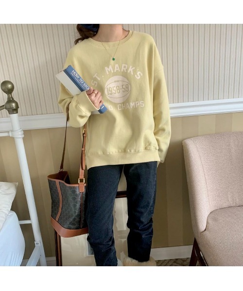 MINS MINIS(ミンスミニス)の「サイドスリットルーズスウェット(スウェット・レディース・グレー/オレンジ/オートミール/ライトイエロー・FREE)」の18枚目の写真