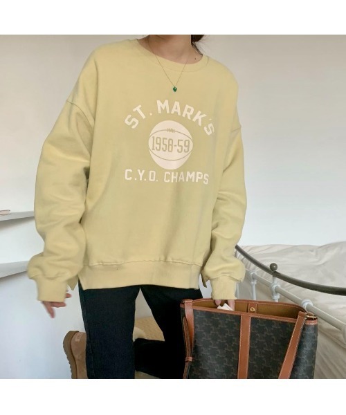 MINS MINIS(ミンスミニス)の「サイドスリットルーズスウェット(スウェット・レディース・グレー/オレンジ/オートミール/ライトイエロー・FREE)」の14枚目の写真