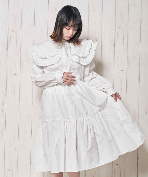 Clice de Paris(クリシェドゥパリス)の「K/フリル衿ワンピース(ワンピース・レディース・ホワイト/ブラック・ONESIZE)」の18枚目の写真