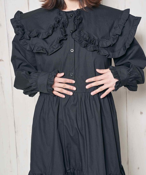 Clice de Paris(クリシェドゥパリス)の「K/フリル衿ワンピース(ワンピース・レディース・ホワイト/ブラック・ONESIZE)」の17枚目の写真