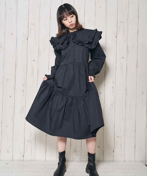 Clice de Paris(クリシェドゥパリス)の「K/フリル衿ワンピース(ワンピース・レディース・ホワイト/ブラック・ONESIZE)」の7枚目の写真