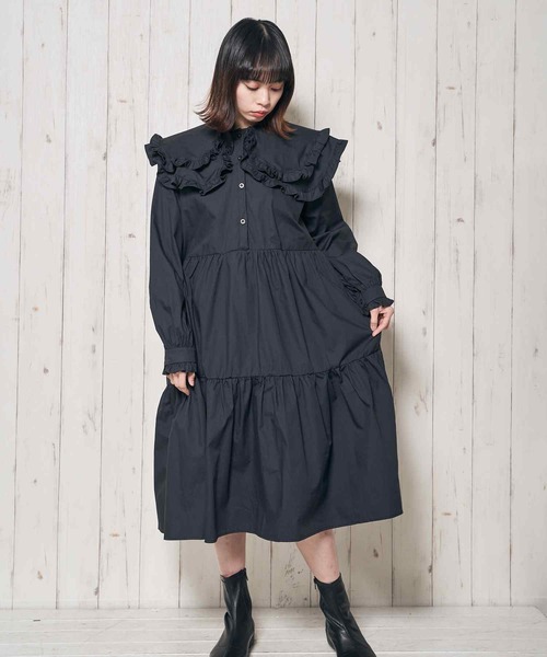 Clice de Paris(クリシェドゥパリス)の「K/フリル衿ワンピース(ワンピース・レディース・ホワイト/ブラック・ONESIZE)」の16枚目の写真