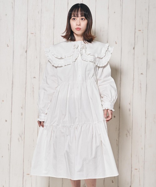 Clice de Paris(クリシェドゥパリス)の「K/フリル衿ワンピース(ワンピース・レディース・ホワイト/ブラック・ONESIZE)」の12枚目の写真