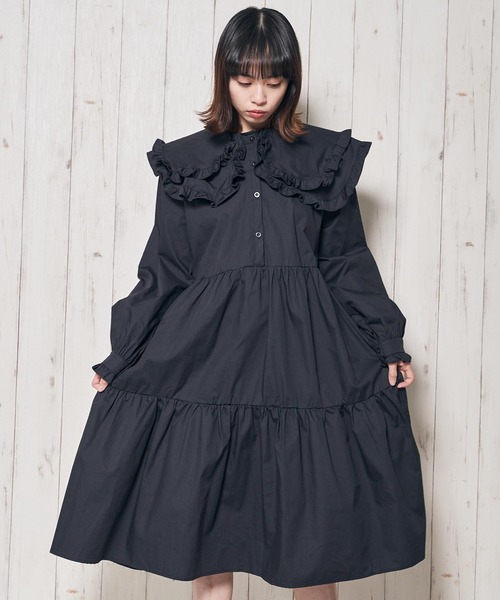 Clice de Paris(クリシェドゥパリス)の「K/フリル衿ワンピース(ワンピース・レディース・ホワイト/ブラック・ONESIZE)」の15枚目の写真