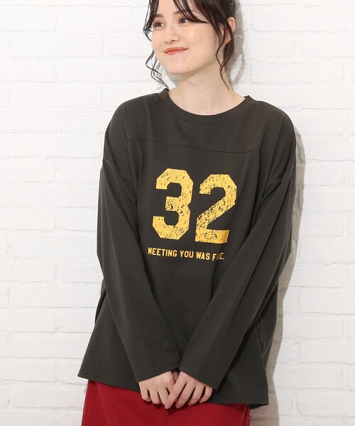Cutie Blonde（キューティーブロンド）の「◆【S-L】ナンバーロゴロンT（Tシャツ/カットソー・レディース・オフホワイト/グレー系その他/グリーン・01/03/02）」の13枚目の写真