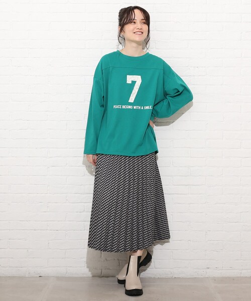 Cutie Blonde（キューティーブロンド）の「◆【S-L】ナンバーロゴロンT（Tシャツ/カットソー・レディース・オフホワイト/グレー系その他/グリーン・01/03/02）」の21枚目の写真