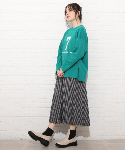 Cutie Blonde（キューティーブロンド）の「◆【S-L】ナンバーロゴロンT（Tシャツ/カットソー・レディース・オフホワイト/グレー系その他/グリーン・01/03/02）」の22枚目の写真