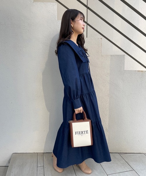 one after another NICE CLAUP（ワンアフターアナザーナイスクラップ）の「セーラーカラーワンピ―ス（ワンピース・レディース・ベージュ/オフホワイト/ブルー系その他/ワンウォッシュ・FREE）」の22枚目の写真