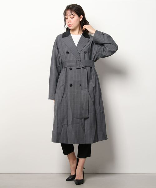 A BATHING APE(アベイシングエイプ)の「BPY TAILORED STRIPES TRENCH(トレンチコート・レディース・チャコール・SMALL)」の2枚目の写真