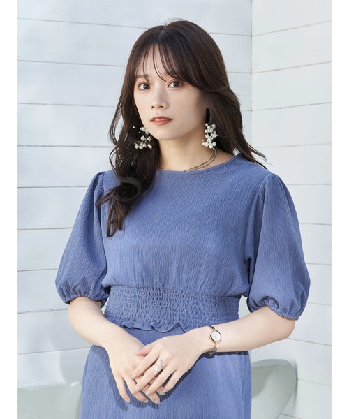 earth music&ecology（アースミュージックアンドエコロジー）の「ＳＥＴ２点ショートブラウス＋キャミワンピース（ワンピース・レディース・ブルー/モカ/チェック・FREE）」の12枚目の写真