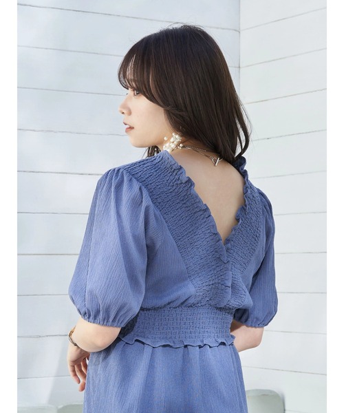 earth music&ecology（アースミュージックアンドエコロジー）の「ＳＥＴ２点ショートブラウス＋キャミワンピース（ワンピース・レディース・ブルー/モカ/チェック・FREE）」の18枚目の写真