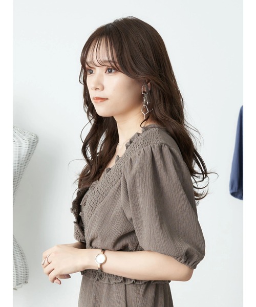 earth music&ecology（アースミュージックアンドエコロジー）の「ＳＥＴ２点ショートブラウス＋キャミワンピース（ワンピース・レディース・ブルー/モカ/チェック・FREE）」の13枚目の写真