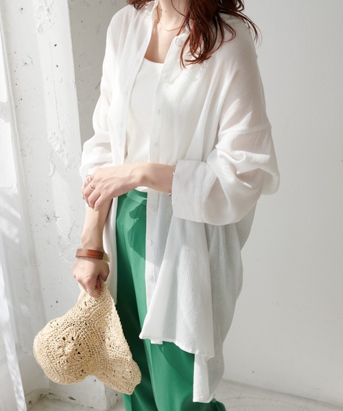 DISCOAT（ディスコート）の「ヨウリュウビッグシャツ（シャツ/ブラウス・レディース・パープル/ネイビー/アイボリー・FREE）」の2枚目の写真