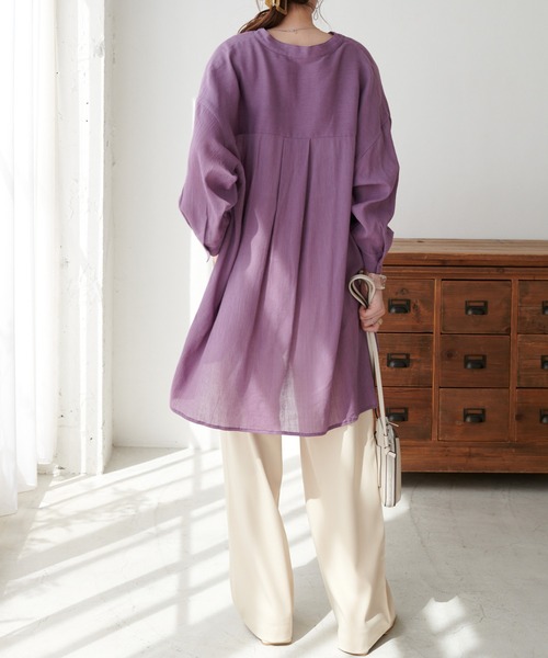 DISCOAT（ディスコート）の「ヨウリュウビッグシャツ（シャツ/ブラウス・レディース・パープル/ネイビー/アイボリー・FREE）」の7枚目の写真