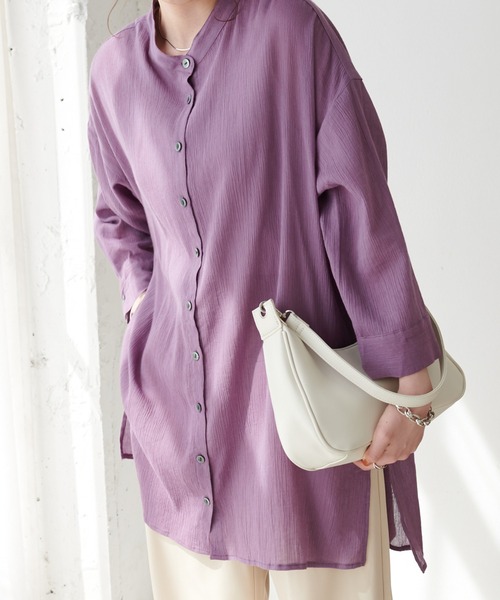 DISCOAT（ディスコート）の「ヨウリュウビッグシャツ（シャツ/ブラウス・レディース・パープル/ネイビー/アイボリー・FREE）」の12枚目の写真