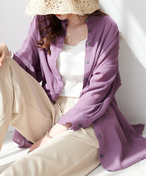 DISCOAT（ディスコート）の「ヨウリュウビッグシャツ（シャツ/ブラウス・レディース・パープル/ネイビー/アイボリー・FREE）」の18枚目の写真