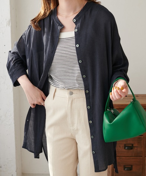 DISCOAT（ディスコート）の「ヨウリュウビッグシャツ（シャツ/ブラウス・レディース・パープル/ネイビー/アイボリー・FREE）」の6枚目の写真