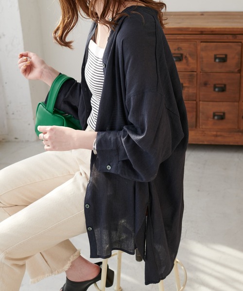 DISCOAT（ディスコート）の「ヨウリュウビッグシャツ（シャツ/ブラウス・レディース・パープル/ネイビー/アイボリー・FREE）」の11枚目の写真