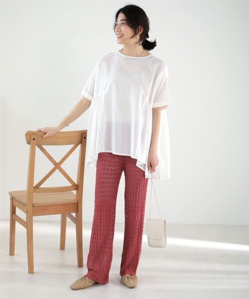 Bou Jeloud（ブージュルード）の「コットン100綿ボイルトップス（その他トップス・レディース・チャコールグレー/オフホワイト/グリーン/キャメル・FREE）」の6枚目の写真