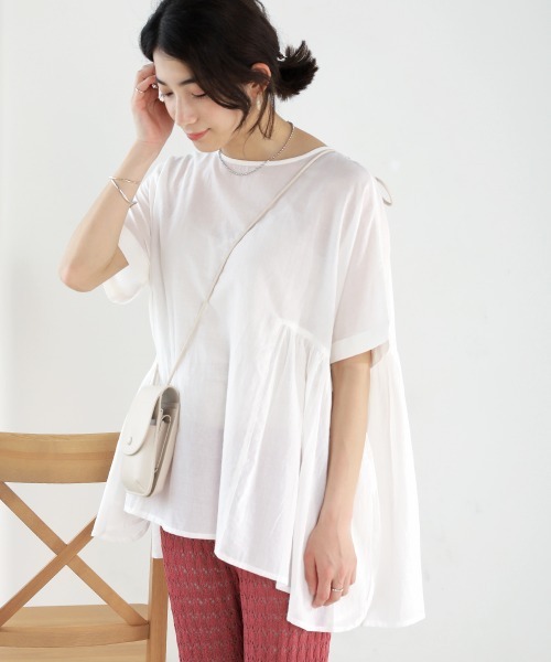 Bou Jeloud（ブージュルード）の「コットン100綿ボイルトップス（その他トップス・レディース・チャコールグレー/オフホワイト/グリーン/キャメル・FREE）」の8枚目の写真