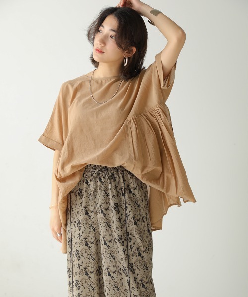 Bou Jeloud（ブージュルード）の「コットン100綿ボイルトップス（その他トップス・レディース・チャコールグレー/オフホワイト/グリーン/キャメル・FREE）」の12枚目の写真