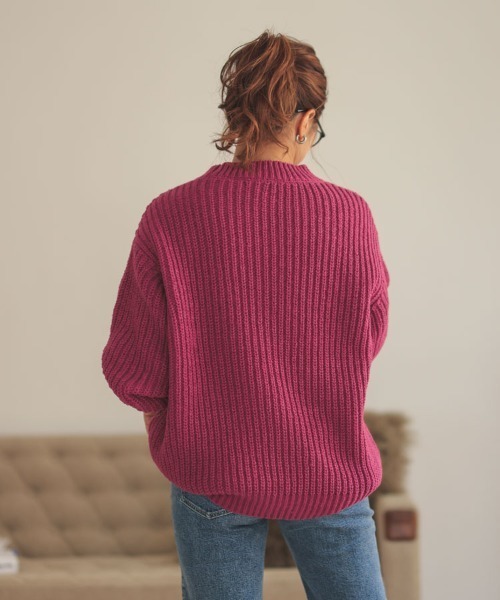 DONOBAN（ドノバン）の「ローゲージざっくりニット（ニット/セーター・レディース・ネイビー/ベージュ/ピンク系その他/ブルーグリーン/アイボリー・F）」の16枚目の写真