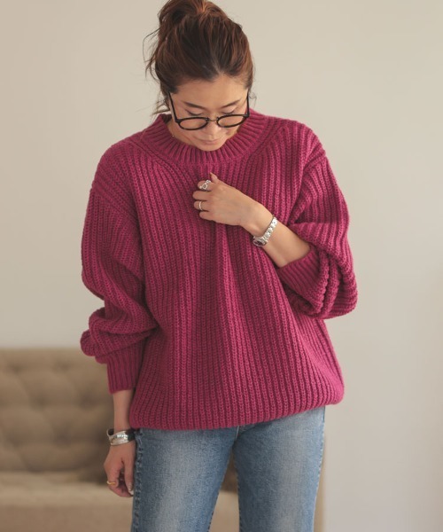 DONOBAN（ドノバン）の「ローゲージざっくりニット（ニット/セーター・レディース・ネイビー/ベージュ/ピンク系その他/ブルーグリーン/アイボリー・F）」の17枚目の写真