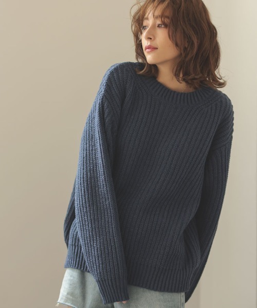 DONOBAN（ドノバン）の「ローゲージざっくりニット（ニット/セーター・レディース・ネイビー/ベージュ/ピンク系その他/ブルーグリーン/アイボリー・F）」の13枚目の写真