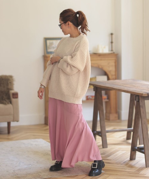 DONOBAN（ドノバン）の「ローゲージざっくりニット（ニット/セーター・レディース・ネイビー/ベージュ/ピンク系その他/ブルーグリーン/アイボリー・F）」の6枚目の写真