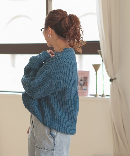 DONOBAN（ドノバン）の「ローゲージざっくりニット（ニット/セーター・レディース・ネイビー/ベージュ/ピンク系その他/ブルーグリーン/アイボリー・F）」の14枚目の写真