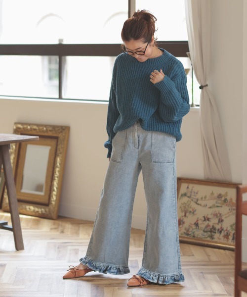 DONOBAN（ドノバン）の「ローゲージざっくりニット（ニット/セーター・レディース・ネイビー/ベージュ/ピンク系その他/ブルーグリーン/アイボリー・F）」の15枚目の写真