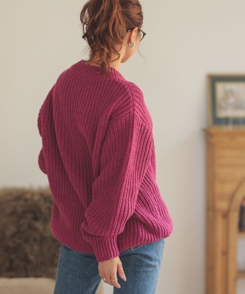 DONOBAN（ドノバン）の「ローゲージざっくりニット（ニット/セーター・レディース・ネイビー/ベージュ/ピンク系その他/ブルーグリーン/アイボリー・F）」の18枚目の写真