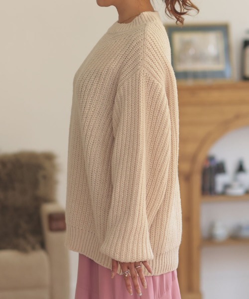 DONOBAN（ドノバン）の「ローゲージざっくりニット（ニット/セーター・レディース・ネイビー/ベージュ/ピンク系その他/ブルーグリーン/アイボリー・F）」の20枚目の写真