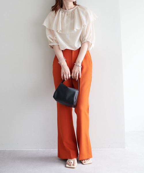 DISCOAT（ディスコート）の「【前後2WAY】衿フリルシアーブラウス（シャツ/ブラウス・レディース・ブラック/ミント/ホワイト系その他・FREE）」の5枚目の写真